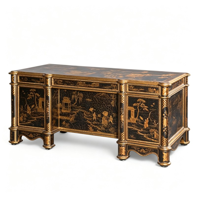 Chinese Gilt Figure-and-Pavilion Storage Cabinet