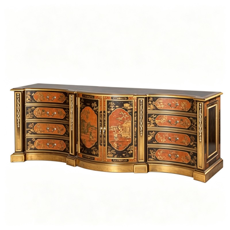 Gilded Classic French-Style Curved Decorative Cabinet