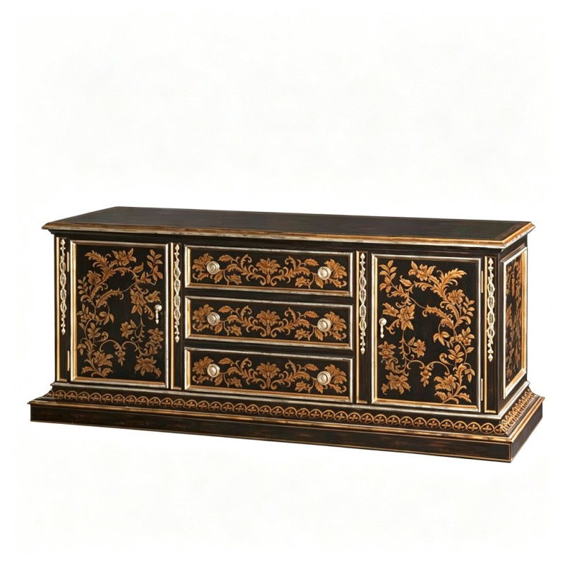 Gilt Classic French-Style Scrollwork Storage Cabinet