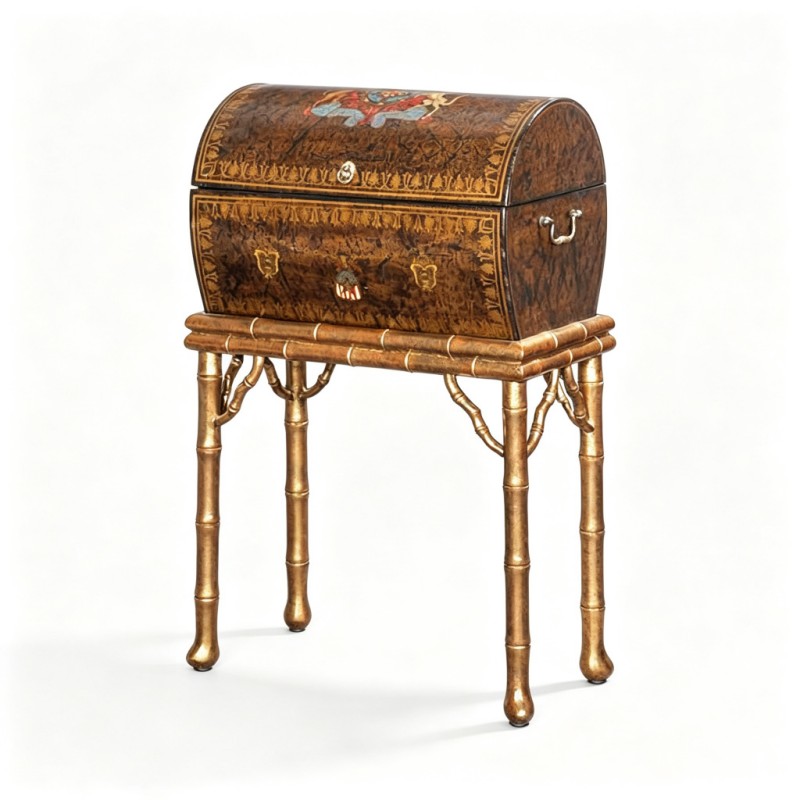 Antique Gilt Arched-Top Jewelry Box Ornament