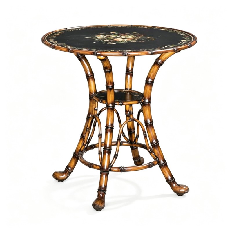 Vintage Bamboo-Texture Round Side Table