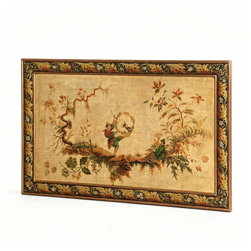 Rococo Oriental-Figure Floral-Branch Decorative Wall Hanging