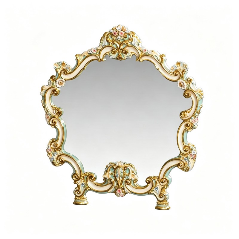 Rococo Petal-Shaped Gilded Floral Decorative Mirror