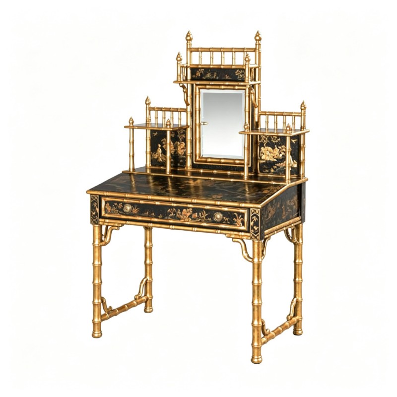 Classic Bamboo-Styled Gilt Vanity Table