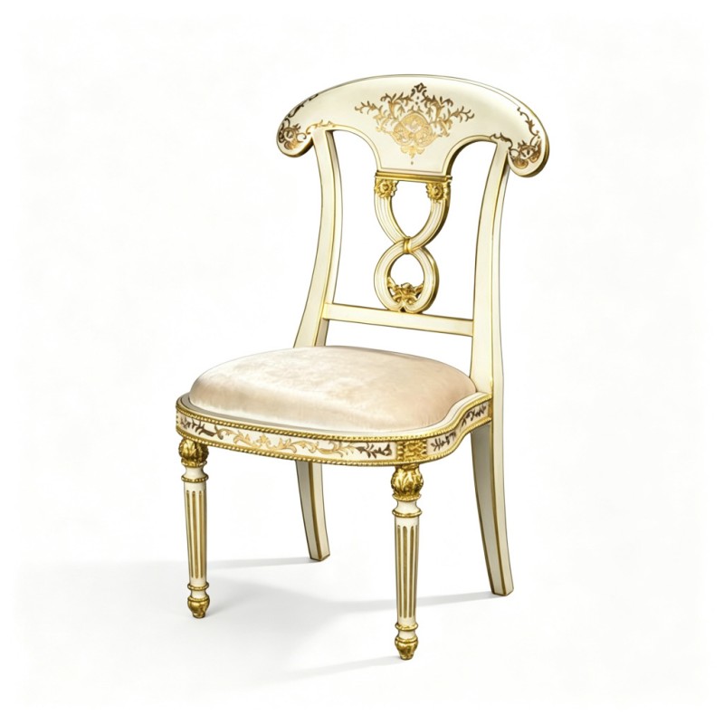 French Classical Cream Openwork-Carved Decorative Chair