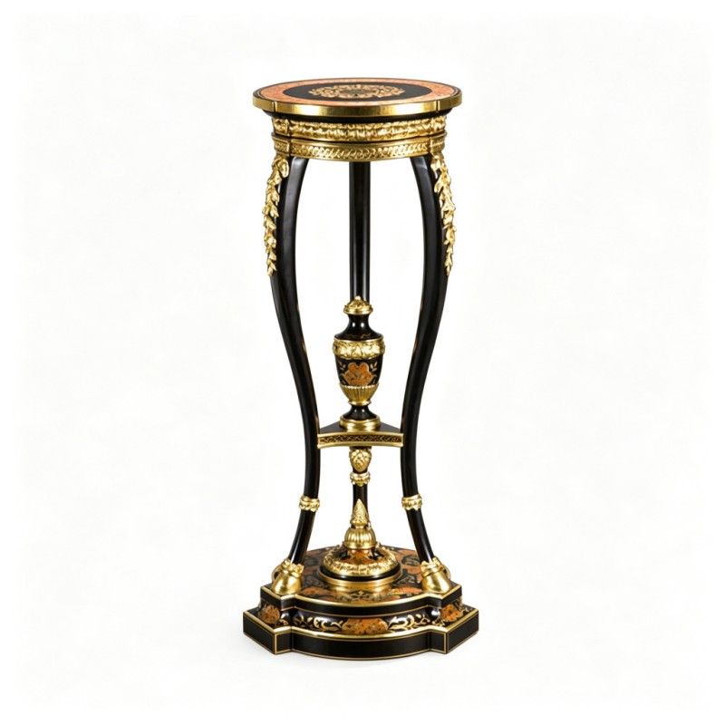 Gilded Classic French-Style Carved Pedestal Plant Stand