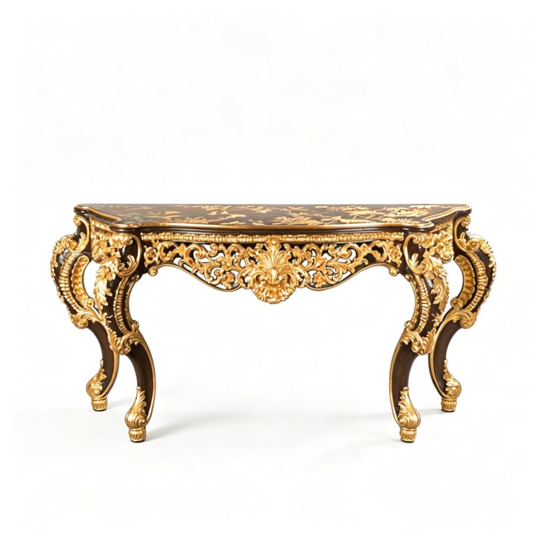 Gilded Classic French-Style Carved Console Table