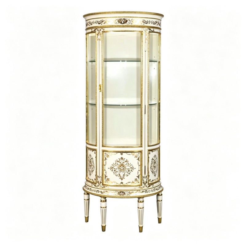 French Classical Curved Glass Display Cabinet
