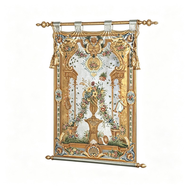 Gold-Carved Archway Vase-and-Floral Wall Art