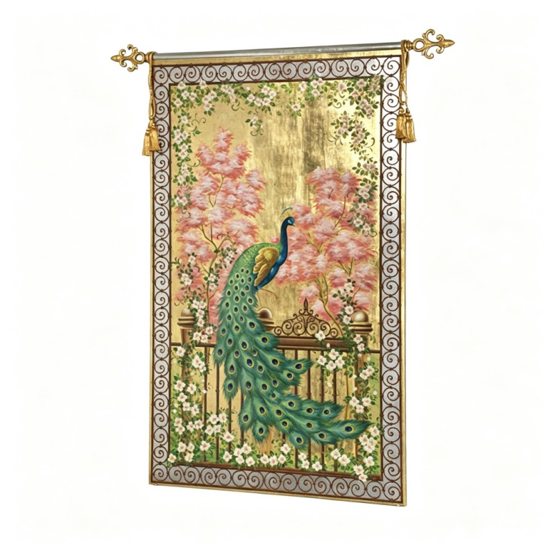 Gold Peacock-Railing Decorative Wall Hanging