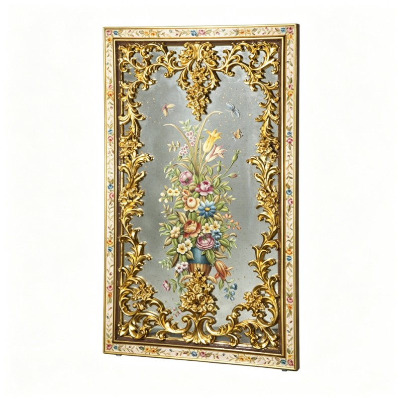 French Vintage Floral-Vase Decorative Mirror