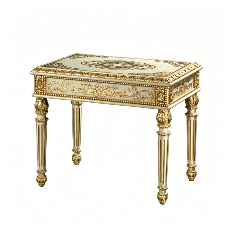 French Classical Cream Gilded Carved Decorative Table