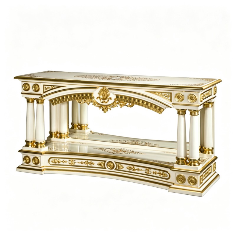 French Classical Cream Arch-Carved Console Table