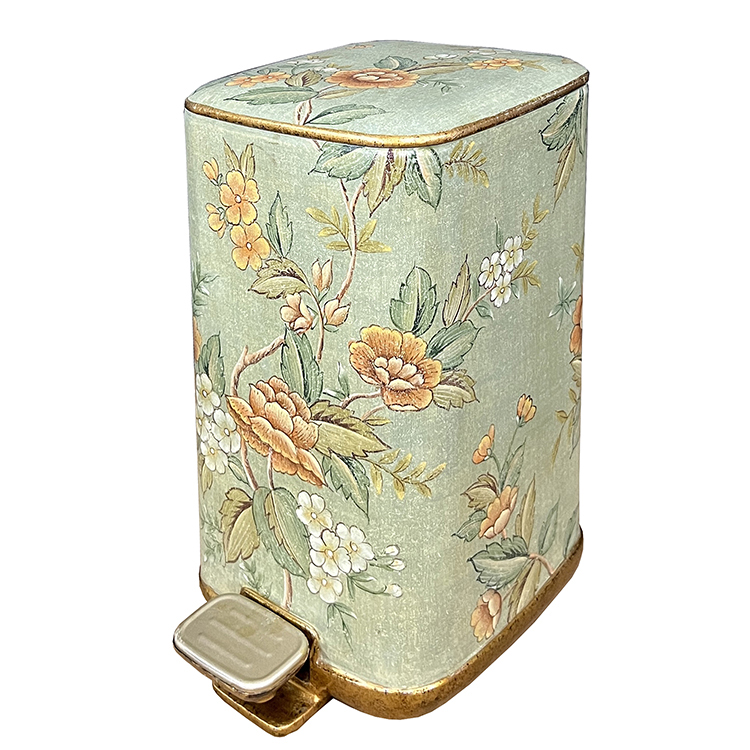 Vintage Hand-Painted Pedal Waste Bin
