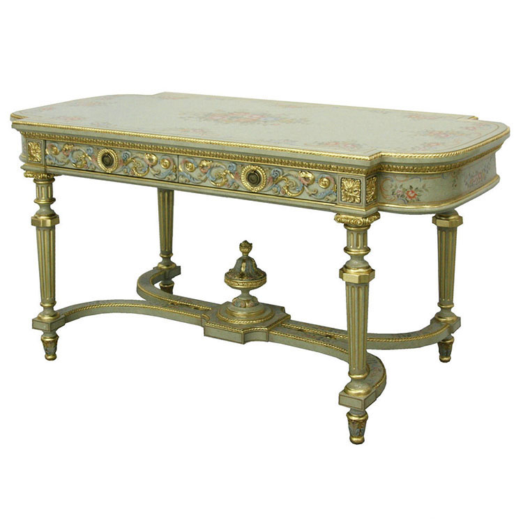 Gilded Hand-Painted French-Style Writing Desk