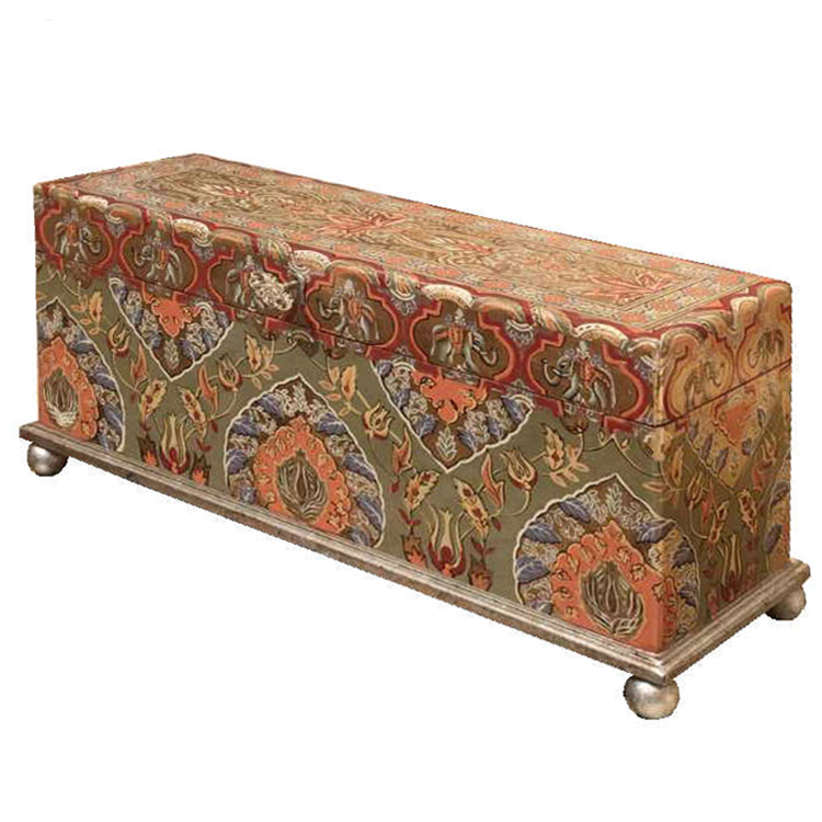 Exotic Floral-Scrollwork Rectangular Storage Chest