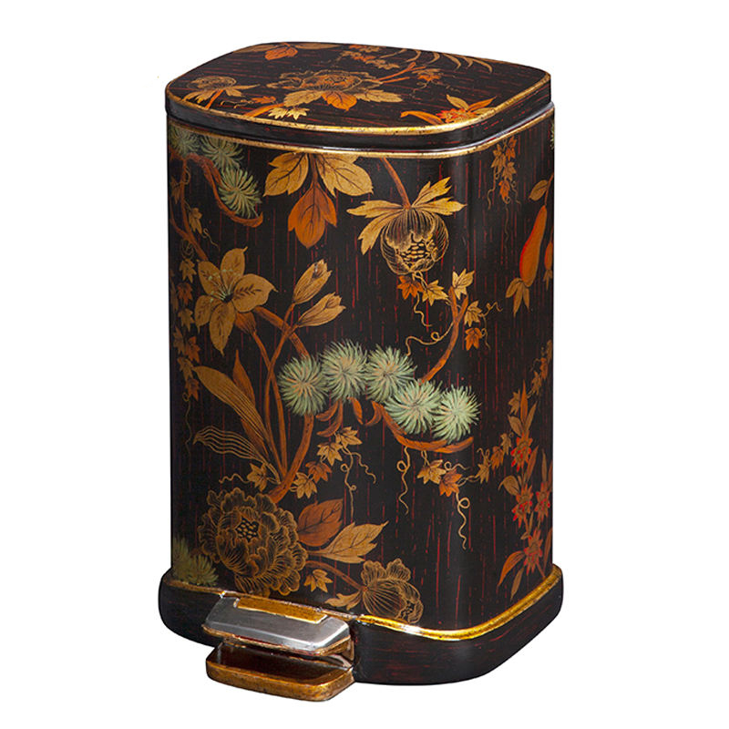 Chinoiserie Hand-Painted Trash Can