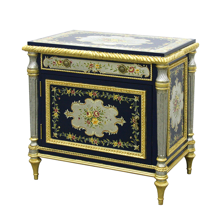 Gilded Hand-Painted Chinoiserie Nightstand
