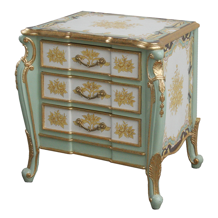 Gilded Hand-Painted Chinoiserie Nightstand