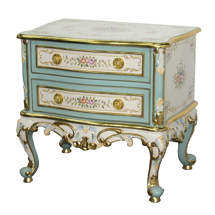 Gilded Hand-Painted Chinoiserie Nightstand