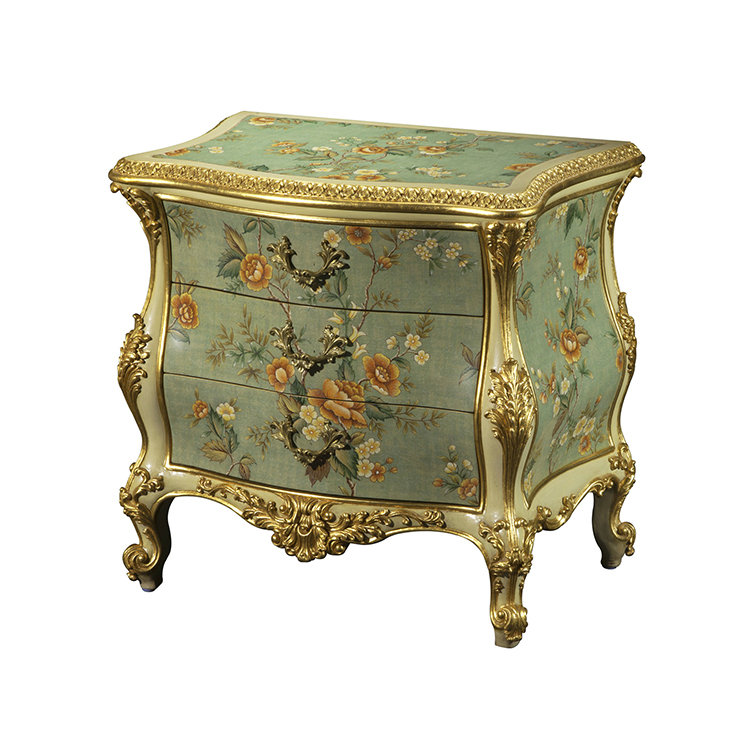 Gilded Hand-Painted Chinoiserie Nightstand