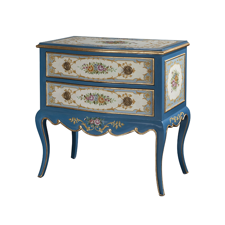 Gilded Hand-Painted Chinoiserie Nightstand