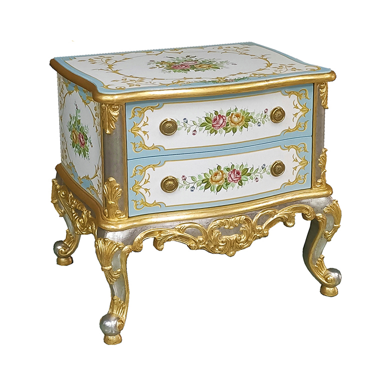 Gilded Hand-Painted Chinoiserie Nightstand