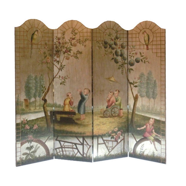 Chinoiserie Hand-Painted Screen