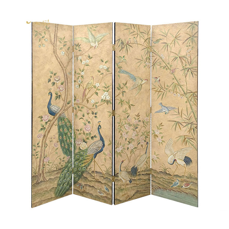 Chinoiserie Hand-Painted Screen