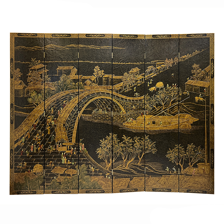 Chinoiserie Hand-Painted Screen