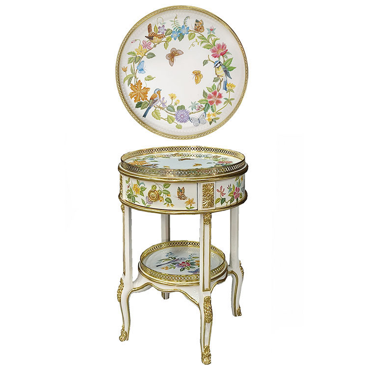 Gilded Hand-Painted French-Style Side Table