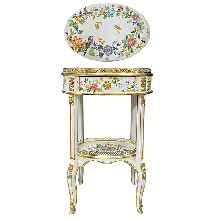 Gilded Hand-Painted French-Style Side Table