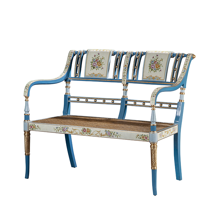 Hand-Painted French-Style Sofa