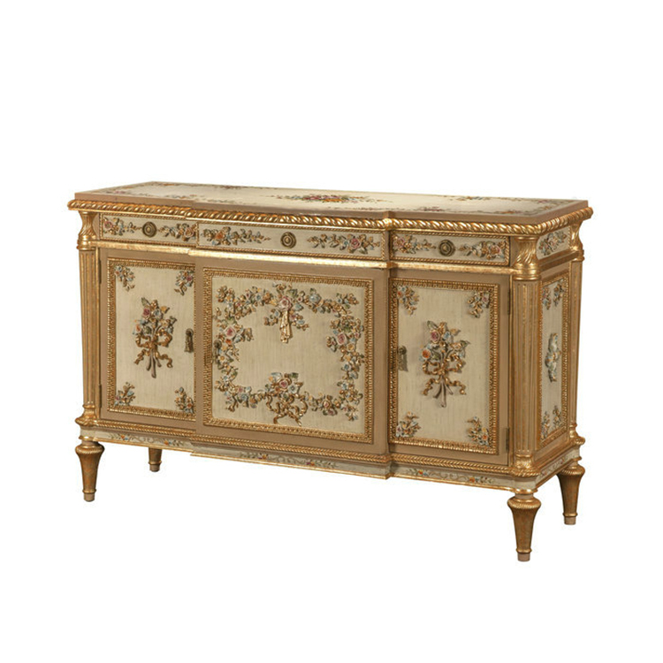 Hand-Painted French-Style Storage Cabinet