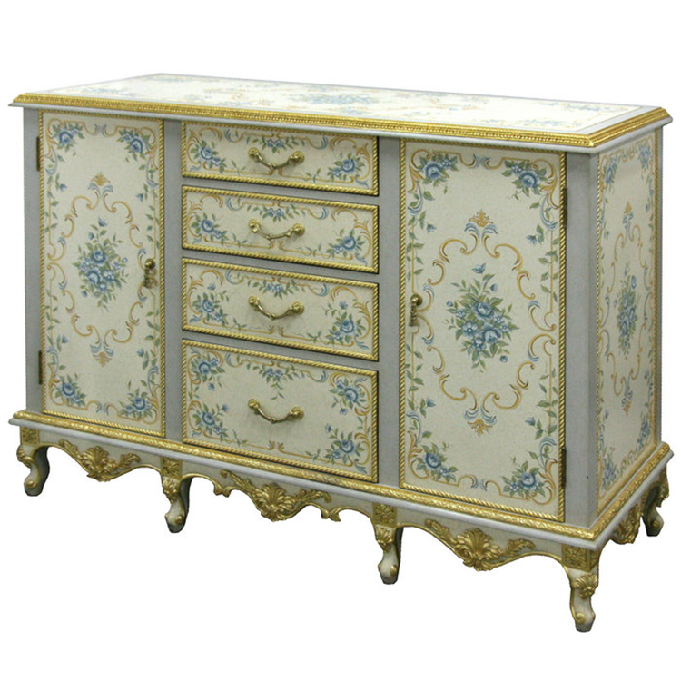 Hand-Painted French-Style Storage Cabinet