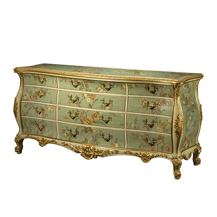 Hand-Painted French-Style Storage Cabinet