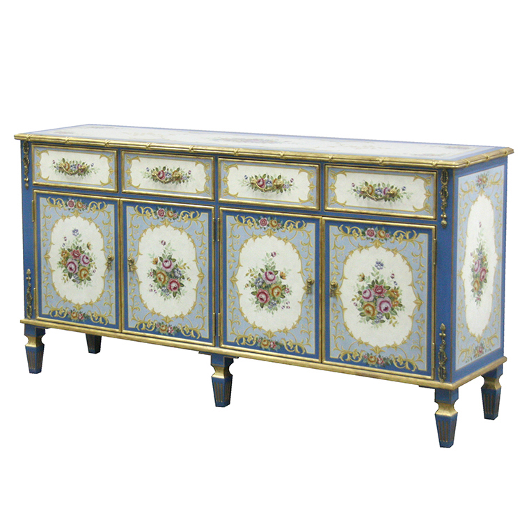 Hand-Painted French-Style Storage Cabinet