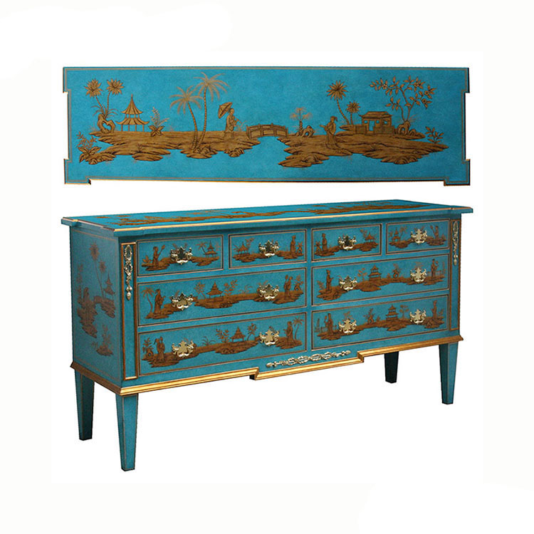 Hand-Painted French-Style Storage Cabinet