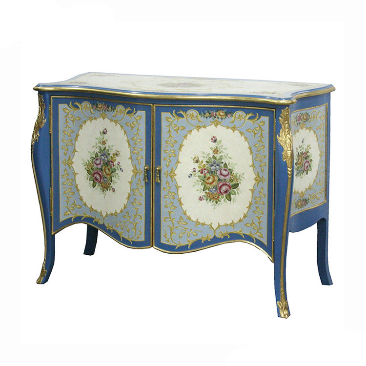 Hand-Painted French-Style Storage Cabinet