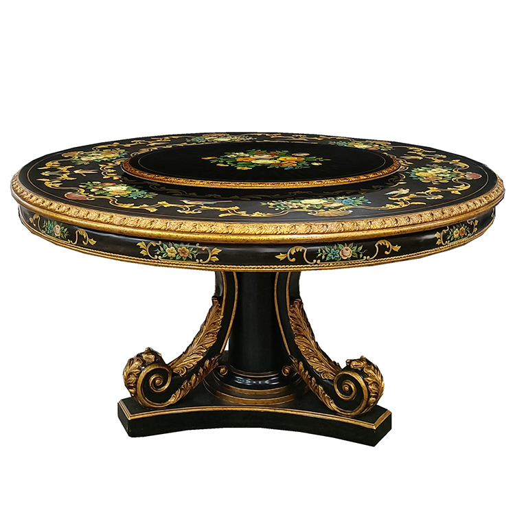 Hand-Painted Floral & Bird Dining Table