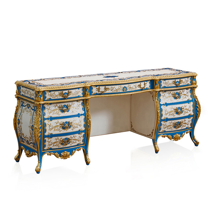 Gilded Hand-Painted French-Style Vanity Table