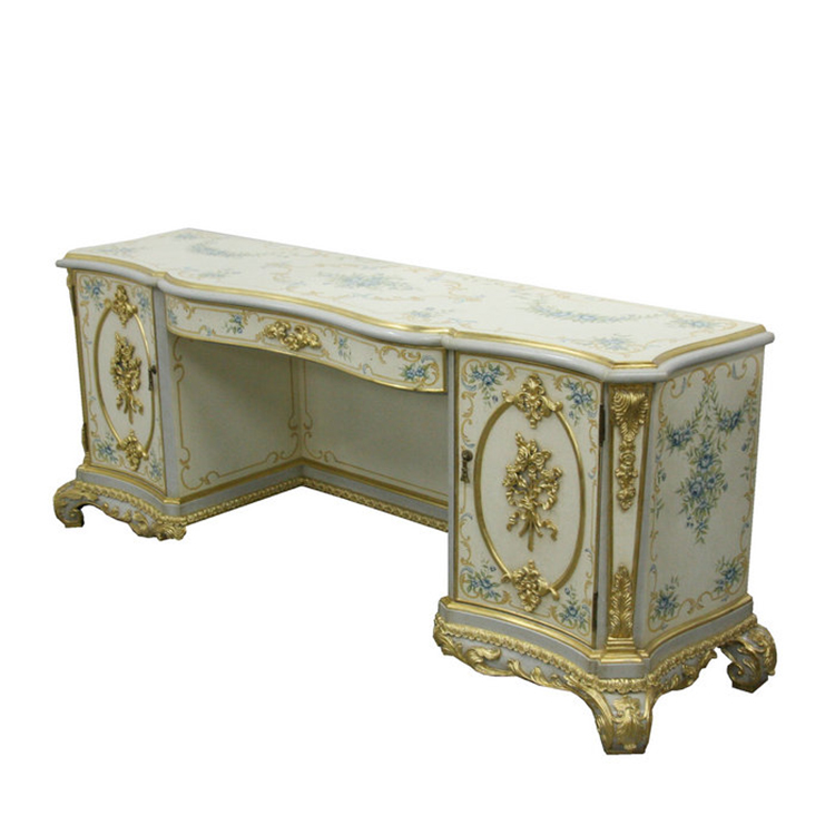 Gilded Hand-Painted French-Style Vanity Table