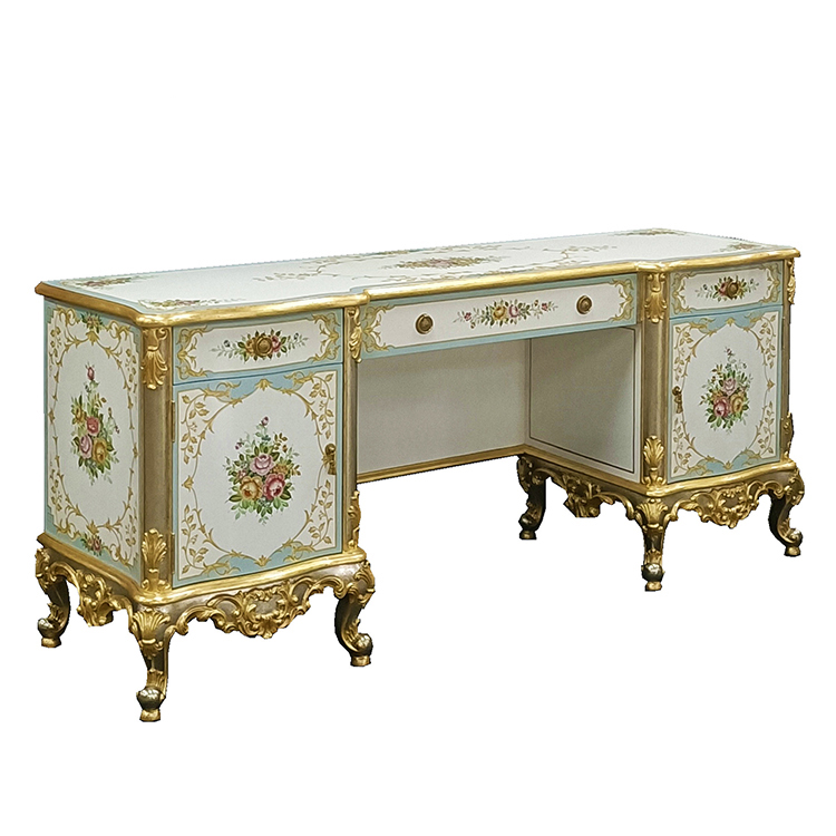 Gilded Hand-Painted French-Style Vanity Table