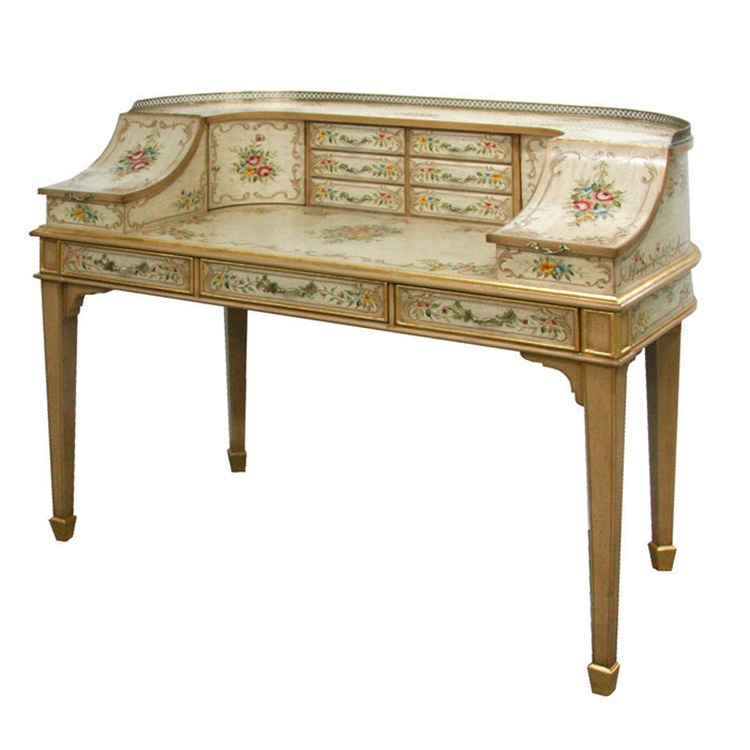 Gilded Hand-Painted French-Style Writing Desk