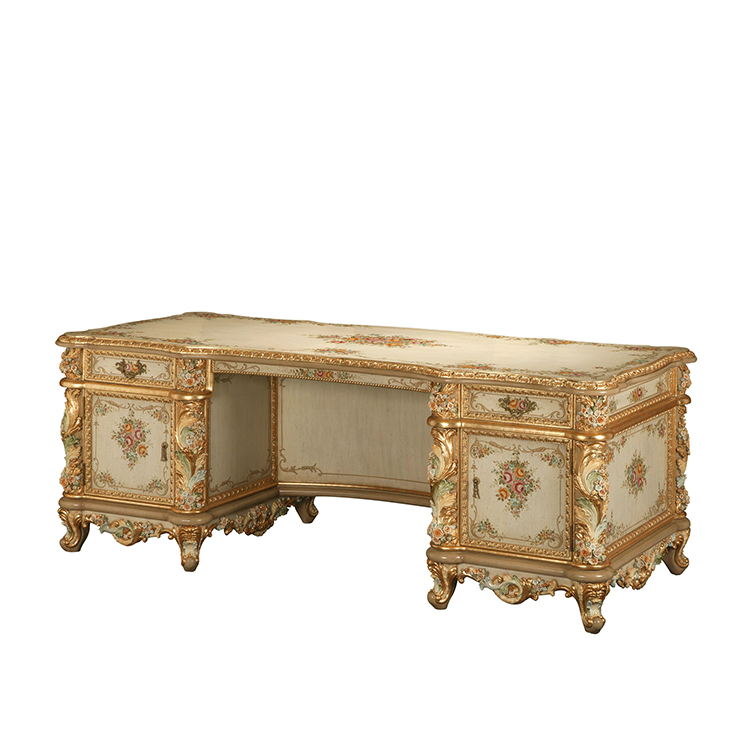 Gilded Hand-Painted French-Style Writing Desk