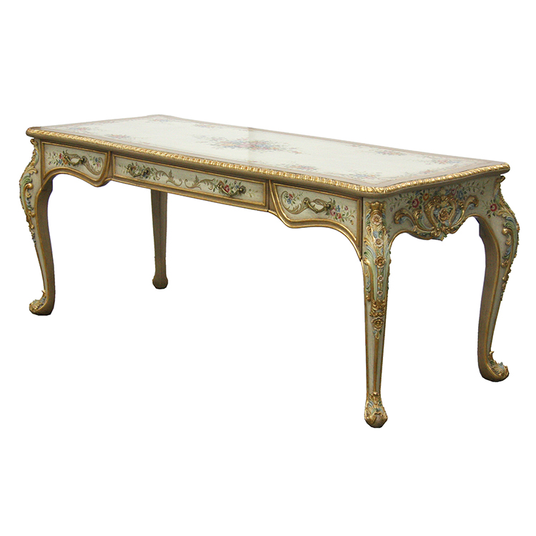 Gilded Hand-Painted French-Style Writing Desk